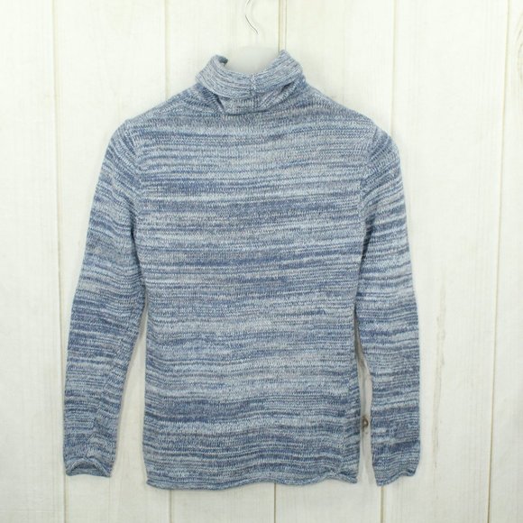 Columbia Blue Striped Ribbed Knit Turtleneck Pullover Sweater Size M - Picture 4 of 11